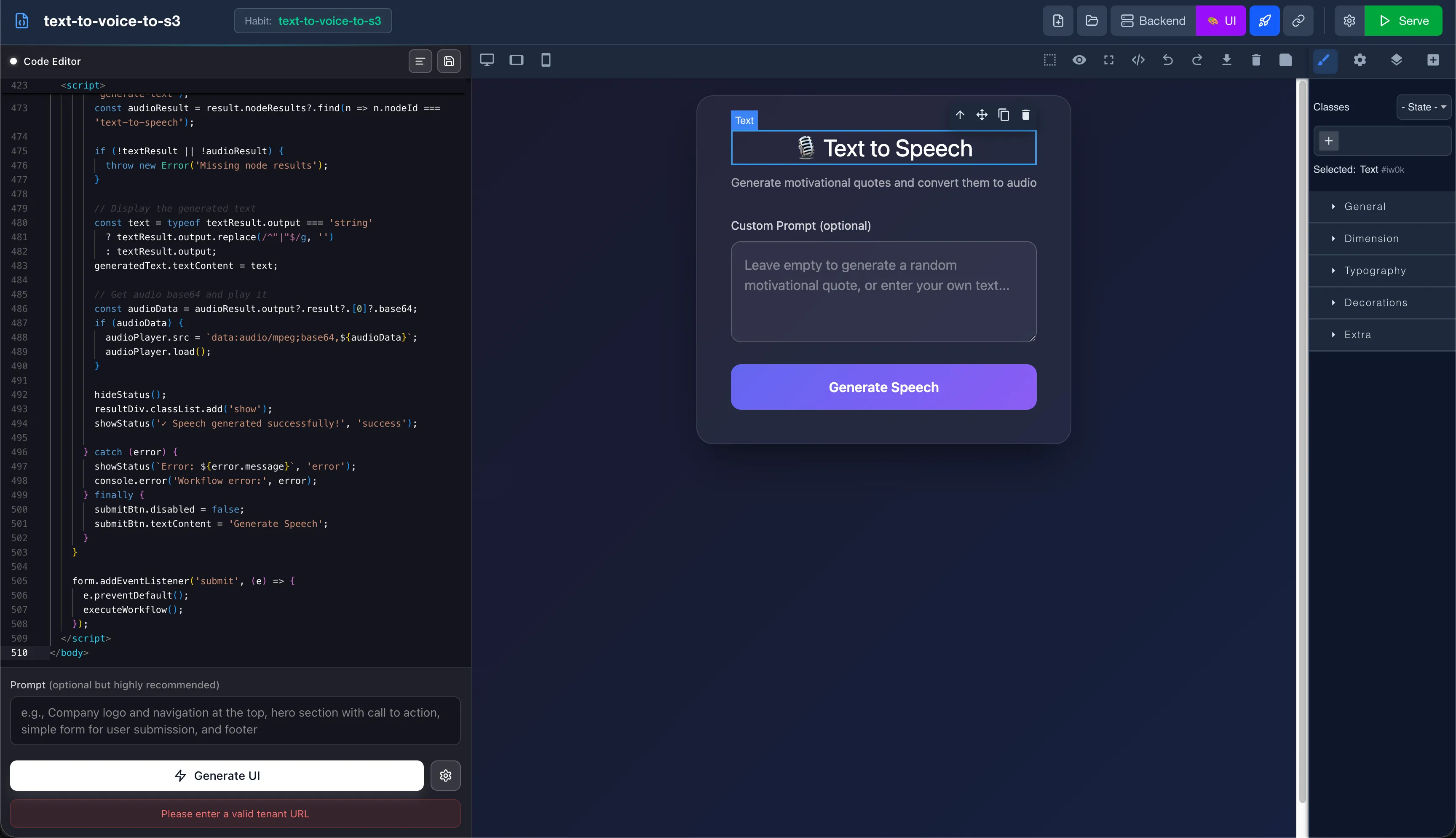 Habits Base UI Editor (Frontend Builder)