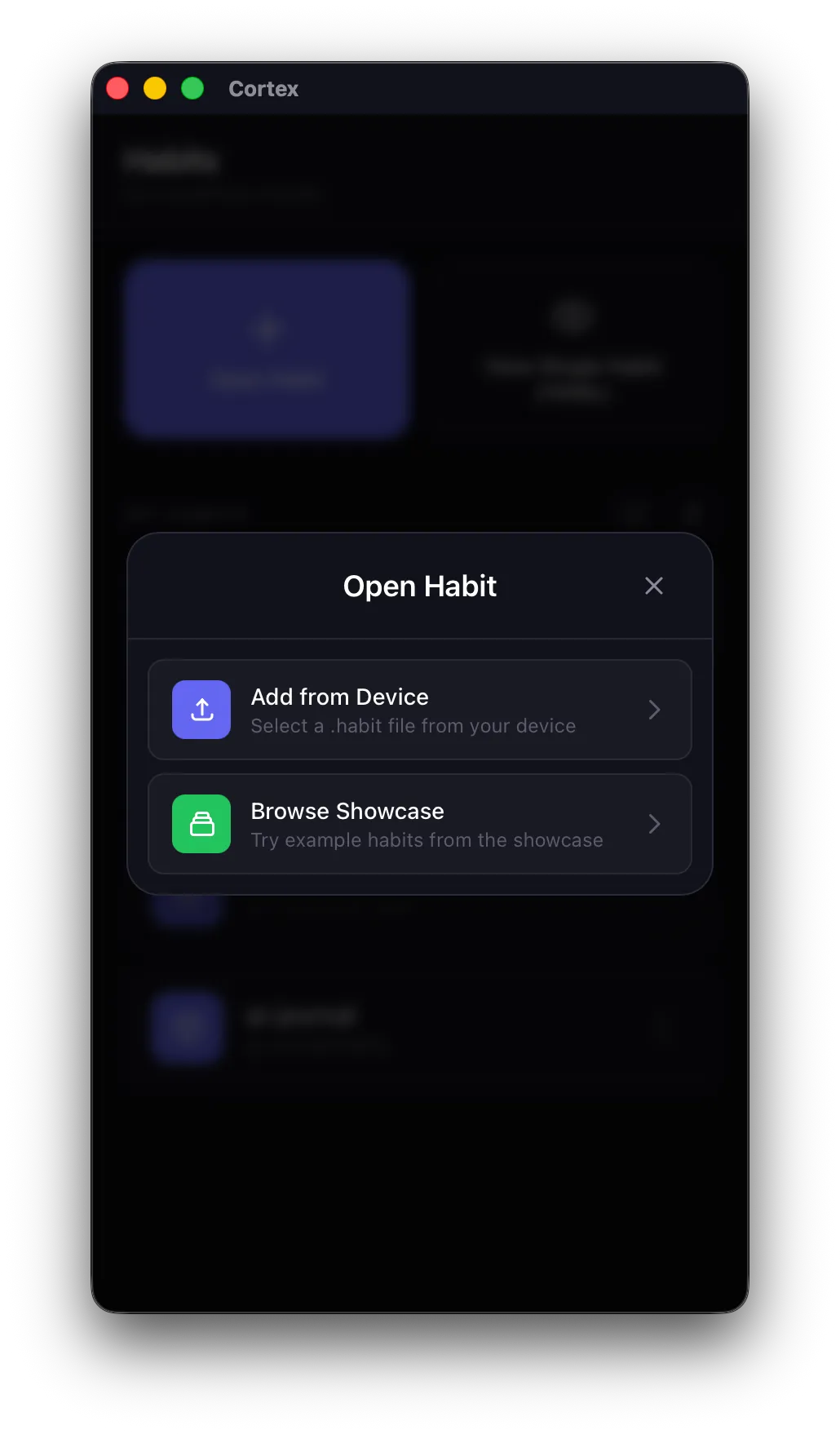 Cortex App Add New Habit