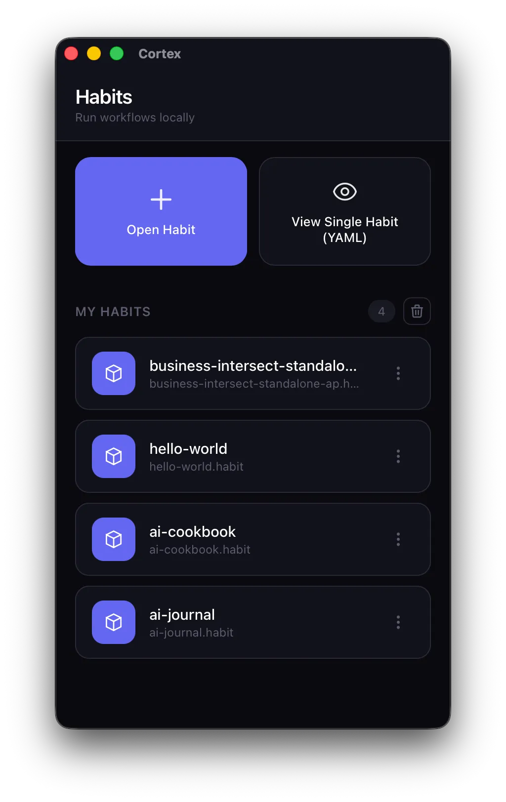 Cortex App Home Screen