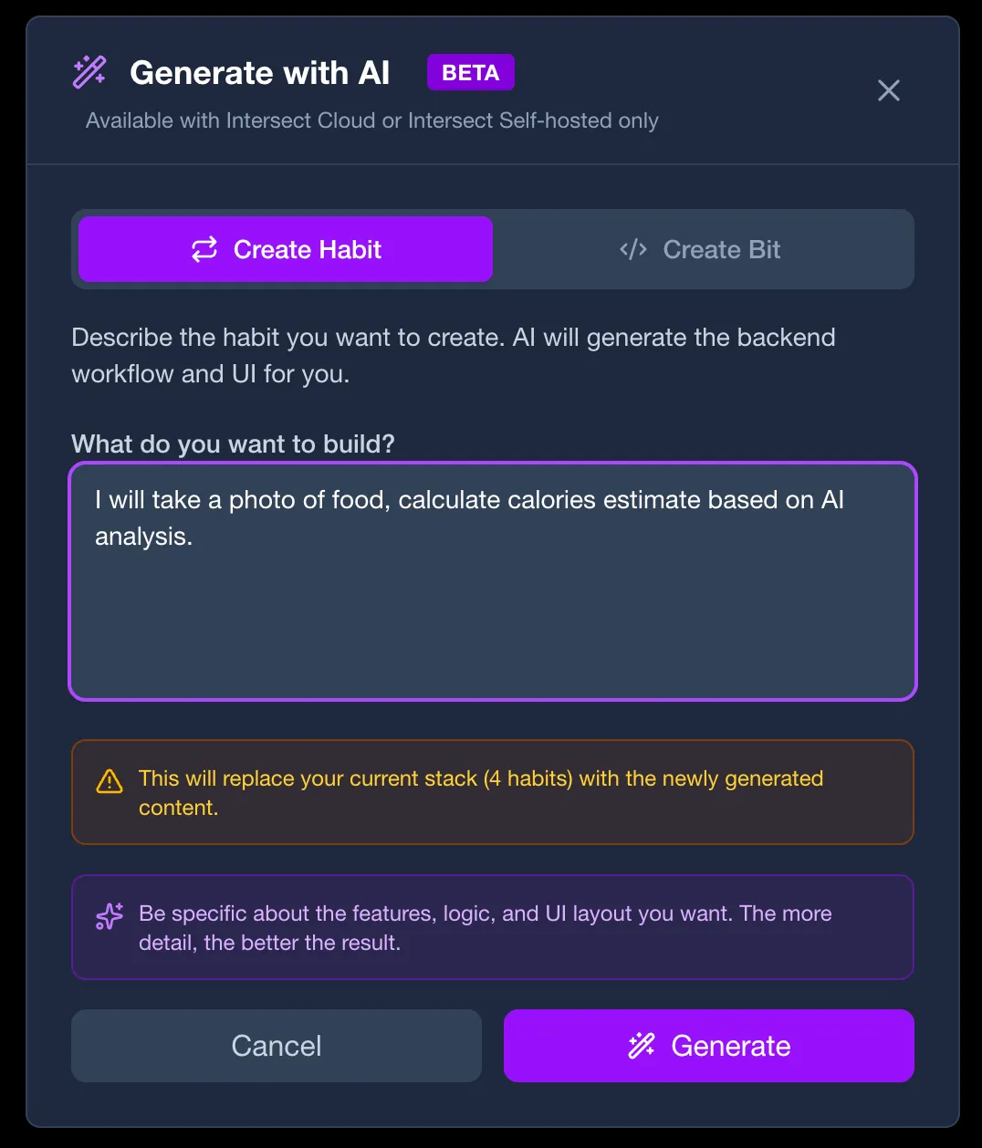 AI Generate Modal - Input