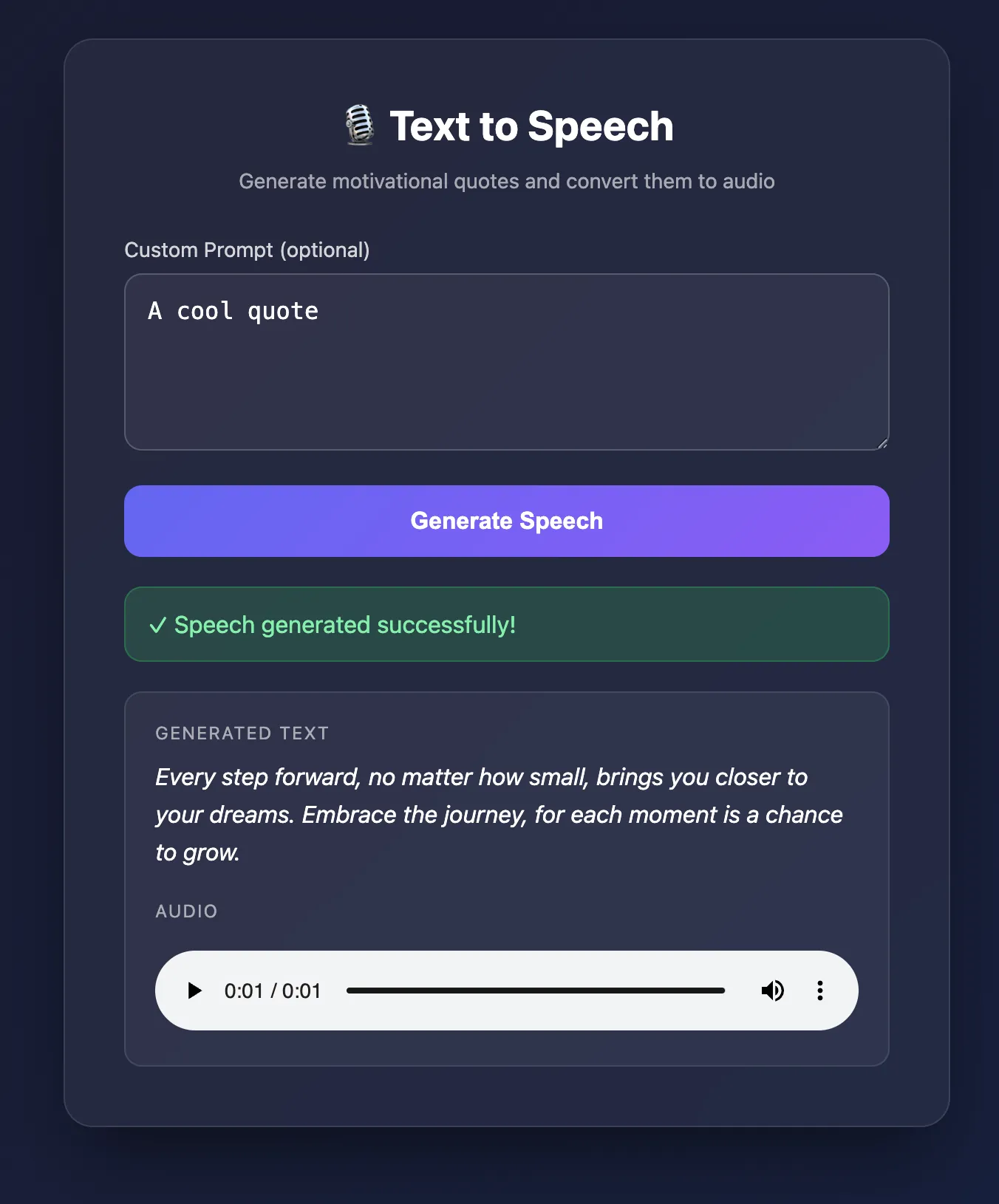 Text to Audio Example