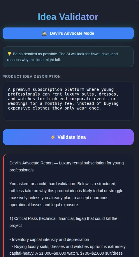 Idea Validator
